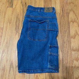 Guide Gear Jean Cargo Shorts tag Size 42 98% Cotton 2% Spandex Blue Carpenter